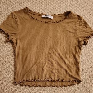 Double Zero Women's Tan Ruffle Tee